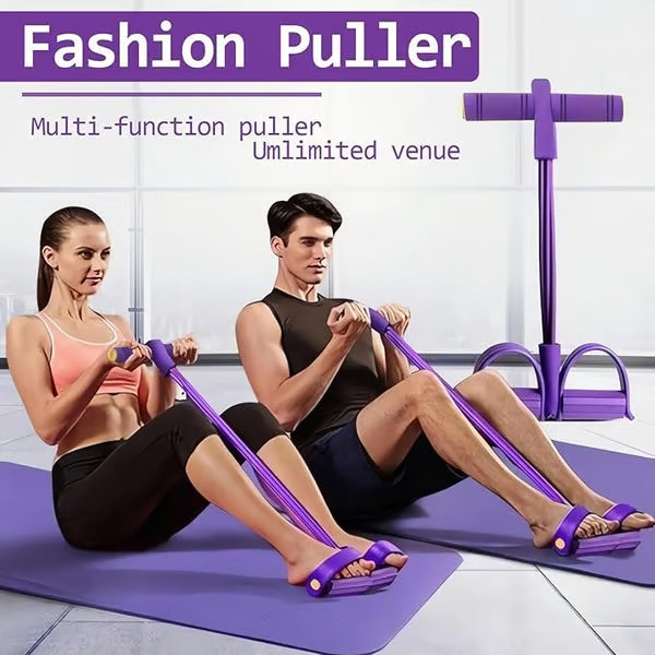 4-Tube Yoga Pedal Pull Reducer Resistance Band, Crossfit Exercise Fitness Tummy Body Building Equipment, for Abdomen/Waist/Arm/Leg Stretching