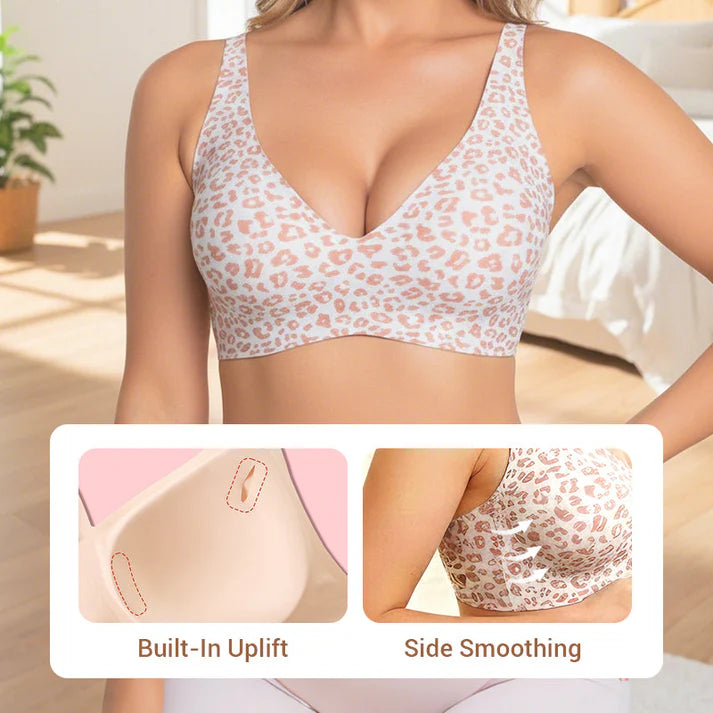 💗LAST DAY SALE - PACK OF 4 ⚡50K+ SOLD💕 🔥Super Firming Leopard Print Jelly Bra | Women Wirefree Bras 👍No More Sagging Breasts