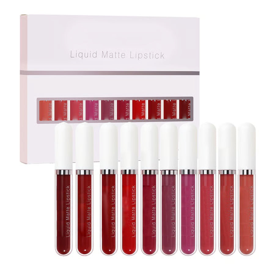 2026 Hot 50% OFF💖10Pcs Liquid Matte Matt Lipstick Set, Long Lasting Lipstick 24 hour Waterproof Lip Gloss