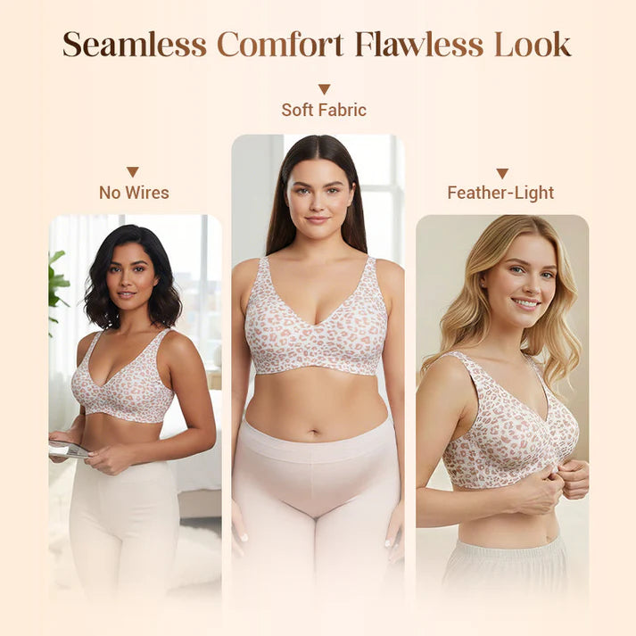 💗LAST DAY SALE - PACK OF 4 ⚡50K+ SOLD💕 🔥Super Firming Leopard Print Jelly Bra | Women Wirefree Bras 👍No More Sagging Breasts