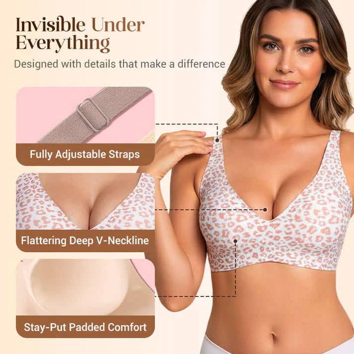 💗LAST DAY SALE - PACK OF 4 ⚡50K+ SOLD💕 🔥Super Firming Leopard Print Jelly Bra | Women Wirefree Bras 👍No More Sagging Breasts