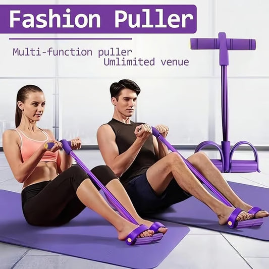 4-Tube Yoga Pedal Pull Reducer Resistance Band, Crossfit Exercise Fitness Tummy Body Building Equipment, for Abdomen/Waist/Arm/Leg Stretching